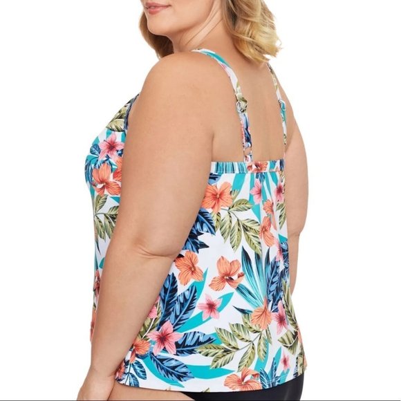 Swim Solutions Floral Print Montego Bay Underwire Tankini Top - Picture 2 of 9